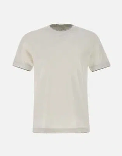 Pre-owned Eleventy Cotton T-shirt With Grey Profiles Regular Fit 100% Original In White