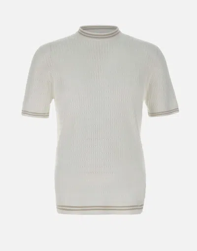 Eleventy Cotton T Shirt With Sand Piping