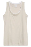 Eleventy Cotton Tank In Sand And White