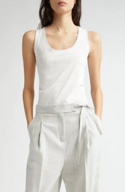 Eleventy Cotton Tank In White And Pearl