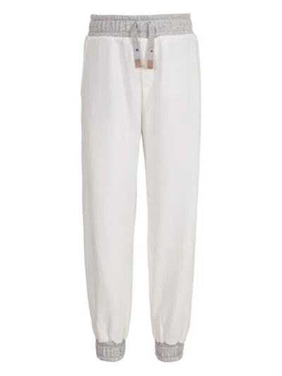 Eleventy Kids' Cotton Tracksuit Bottoms In Ivory