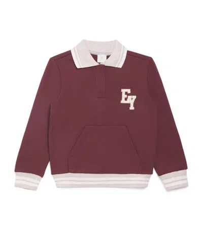 Eleventy Kids' Cotton Varsity Logo Jumper In Red