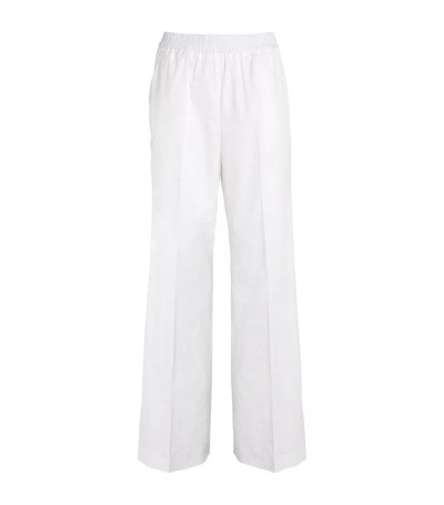 Eleventy Cotton Wide-leg Trousers In White