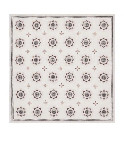 Eleventy Cotton-wool Printed Pocket Square In White