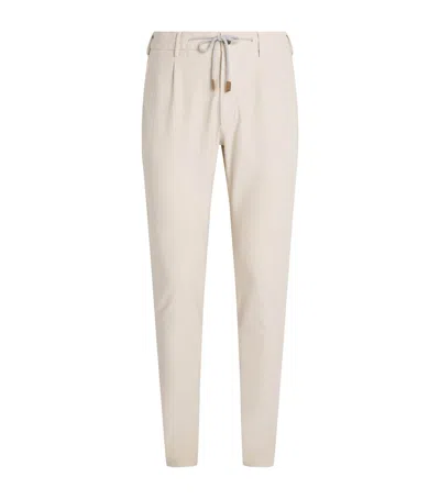Eleventy Cotton-blend Drawstring Trousers In Beige