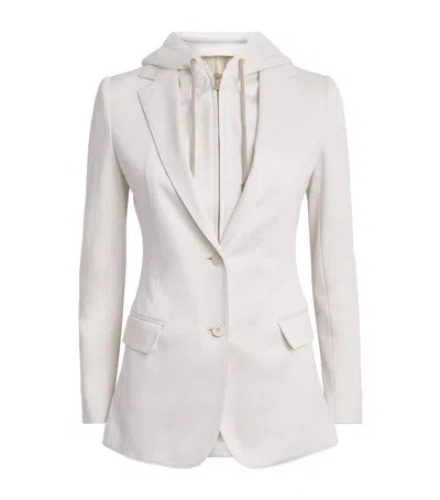 Eleventy Cotton-blend Hooded Blazer In White
