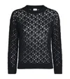 Eleventy Cotton-blend Open-work Sweater In Black