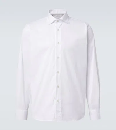Eleventy Cotton-blend Poplin Shirt In White