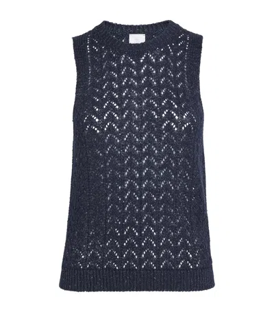 Eleventy Cotton-blend Sequin Sleeveless Sweater In Blue