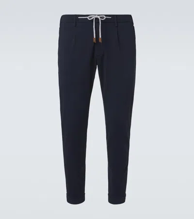 Eleventy Cotton-blend Slim Pants In Blue