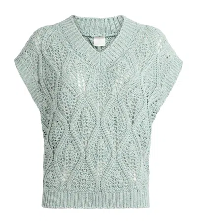 Eleventy Cotton-blend V-neck Sweater In Green
