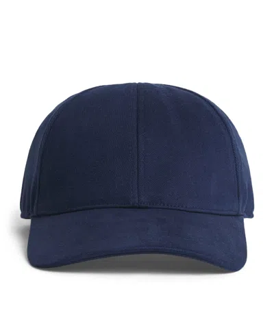 Eleventy Cotton-cashmere Baseball Cap In Blue