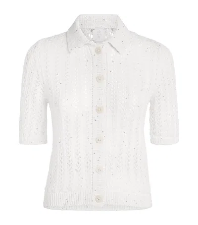 Eleventy Cotton-linen-blend Cardigan In White