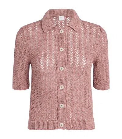 Eleventy Cotton-linen-blend Sequinned Cardigan In Pink