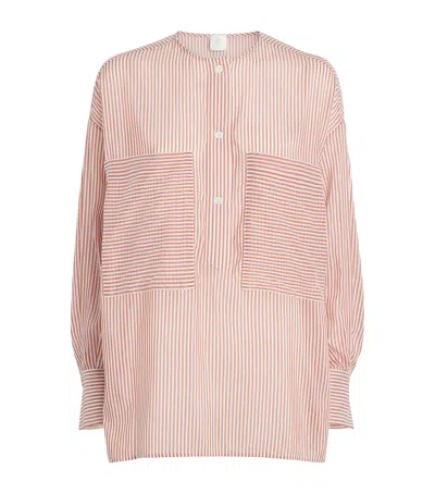 Eleventy Cotton-silk Oversized Shirt In Pink