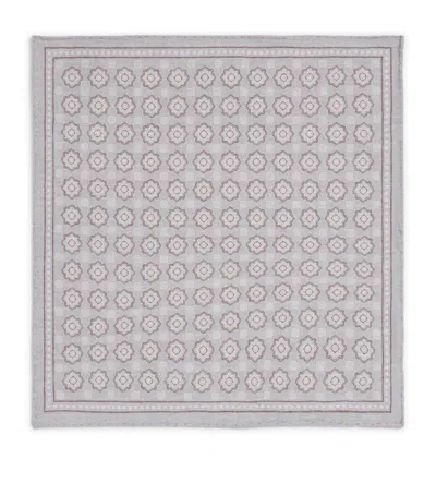 Eleventy Cotton-wool Geometric Pocket Square In Gray