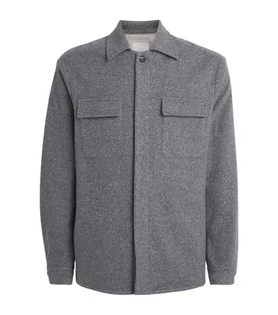 Eleventy Cotton-wool Overshirt In Gray