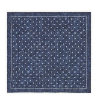 Eleventy Cotton-wool Pocket Square In Blue