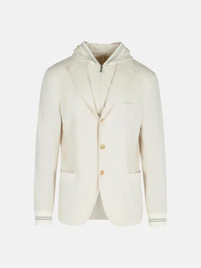 Eleventy Cream Cotton Blazer In White