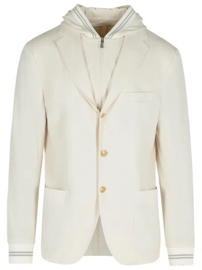 ELEVENTY ELEVENTY CREAM COTTON BLAZER MEN