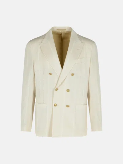 Eleventy Cream Cotton Blend Blazer