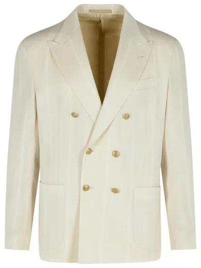 Eleventy Linen Cotton Blazer In Creamy White In Beige | ModeSens