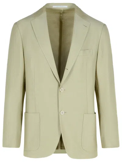 Eleventy Cream Cotton Blend Blazer Men In Green