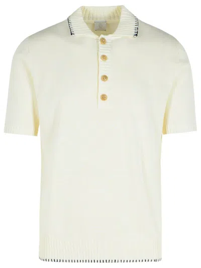 Eleventy Cream Cotton Polo Shirt In Beige