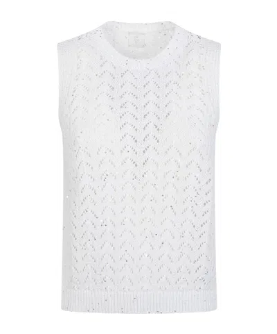 Eleventy Crew Neck Knitted Vest In White