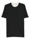 Eleventy Crew-neck Layered Cotton T-shirt In Black