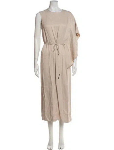 Pre-owned Eleventy Crew Neck Long Dress In Neutral