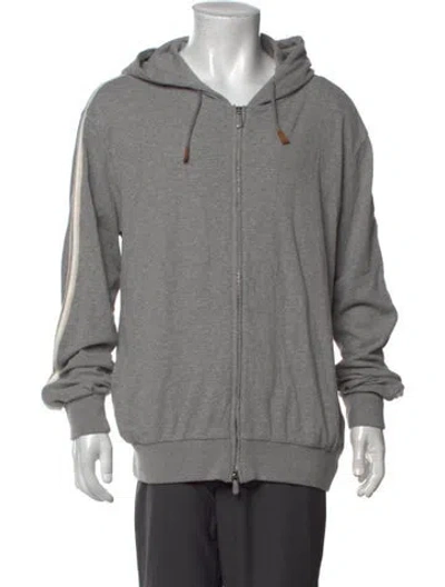 Pre-owned Eleventy Crew Neck Long Sleeve Hoodie In Grey/orange