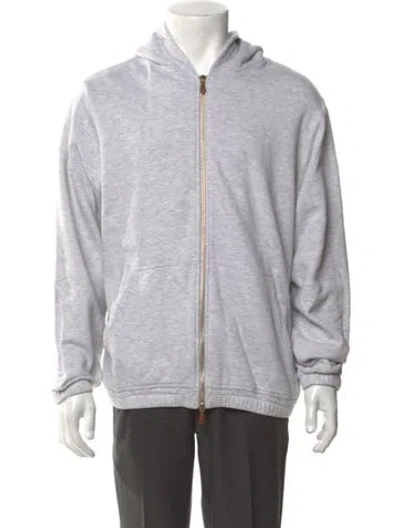 Pre-owned Eleventy Crew Neck Long Sleeve Hoodie In Grey/white