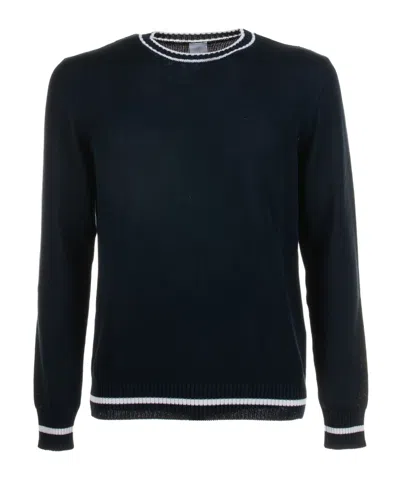 Eleventy Crew Neck Long Sleeve Sweater In Black