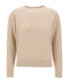 Eleventy Crew Neck Long Sleeve Sweater In Neutral