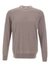 Eleventy Crew Neck Long Sleeve Sweater In Brown