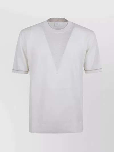ELEVENTY CREW NECK SHEER PANEL SHORT SLEEVES
