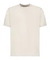 Eleventy Mens Sand And Lt. Gray Double-layered Crewneck Cotton T-shirt Xxl In Neutral