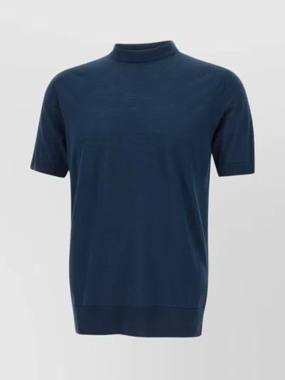 Eleventy Crew Neck Silk T-shirt In Blue