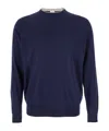 Eleventy Men Blue Crewneck Sweater In Wool And Silk Man In Blue
