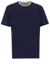 Eleventy Black Crewneck T-shirt With Layered Collar In Cotton Man In Blue