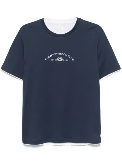Eleventy Crew-neck T-shirt In Blue