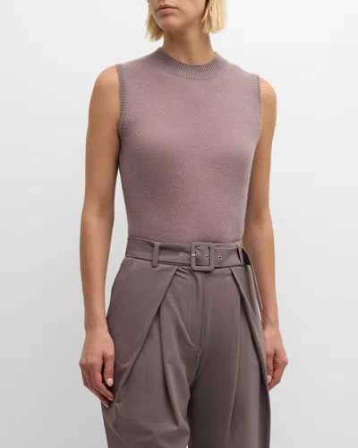 Eleventy Crewneck Cashmere Knit Tank In Mauve