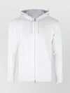 Eleventy Crewneck Drawstring Hood Ribbed Sweater In White