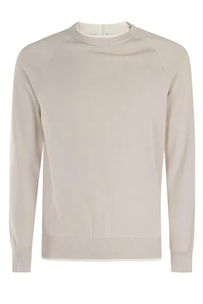 Eleventy Crewneck Layered-effect Jumper  In Neutral