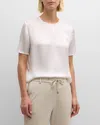 Eleventy Crewneck Silk Shirt In Cream