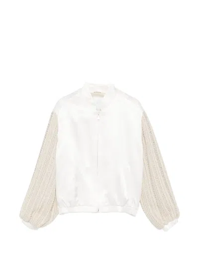Eleventy Kids' Crochet-knit Sleeve Jacket In Multi