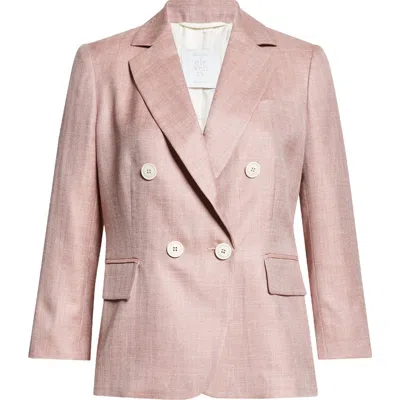 ELEVENTY ELEVENTY CROP DOUBLE BREASTED VIRGIN WOOL, SILK & LINEN BLAZER