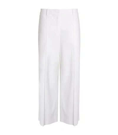 Eleventy Cropped Wide-leg Trousers In White