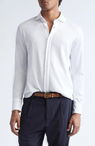 Eleventy Dandy Jersey Button-up Shirt In White